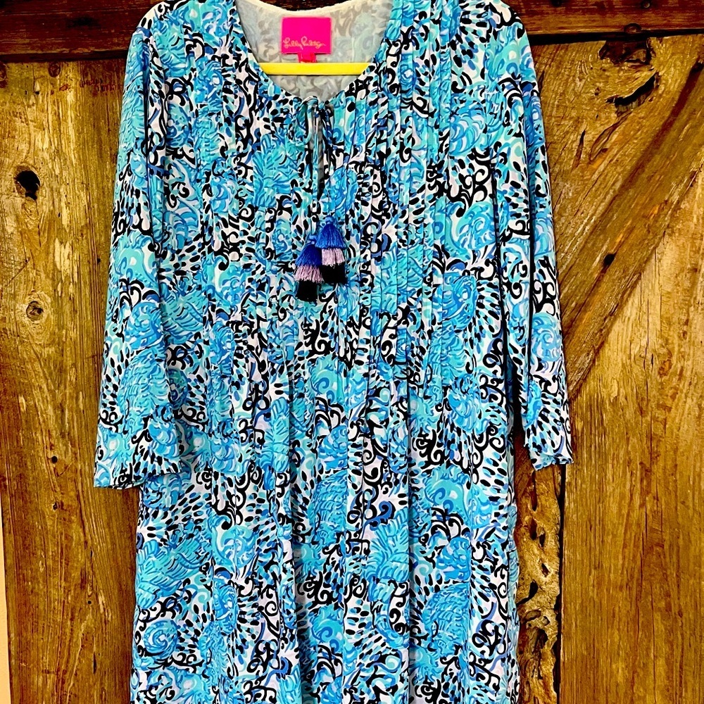 Lilly Pulitzer Marilina Light Aqua Spritz Tunic Dress Size Large